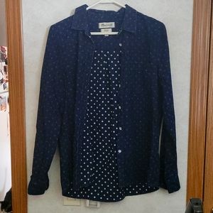 Madewell polka dot jean chambray shirt sz M